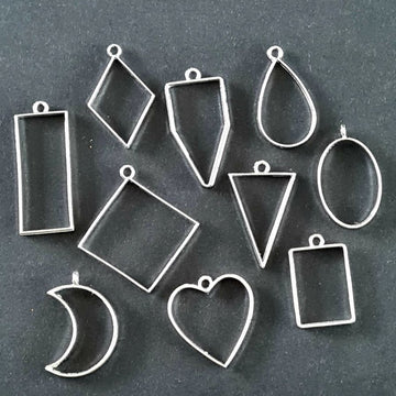 Silver Hollow Bezels set of 10