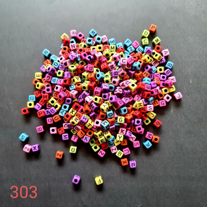 Alphabet Beads: Multi colourCubes 5X 5