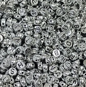 Alphabet Beads: Silver Round - 20 gms