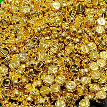 Alphabet Beads: Golden Round with Gold ABC - 20 gms