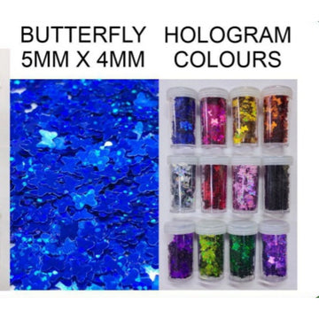 HOLOGRAPHIC BUTTERFLY GLITTER SET OF 12