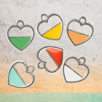 Metal Charms Hearts Silver