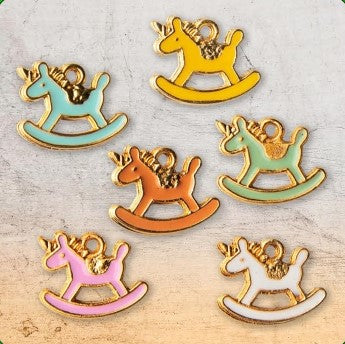 Metal Charms Rocking Horse Golden