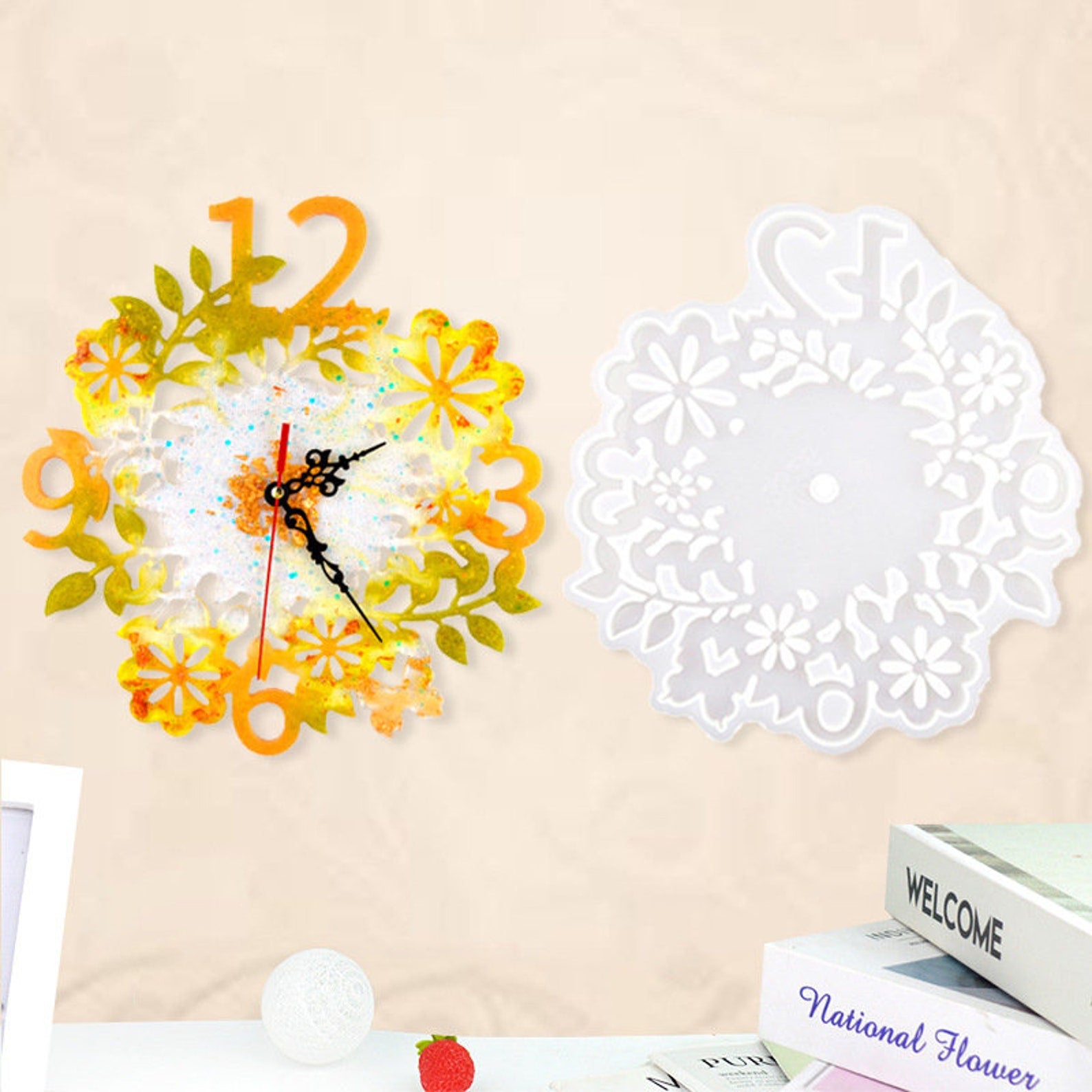 Floral Designer Clock Mould Big