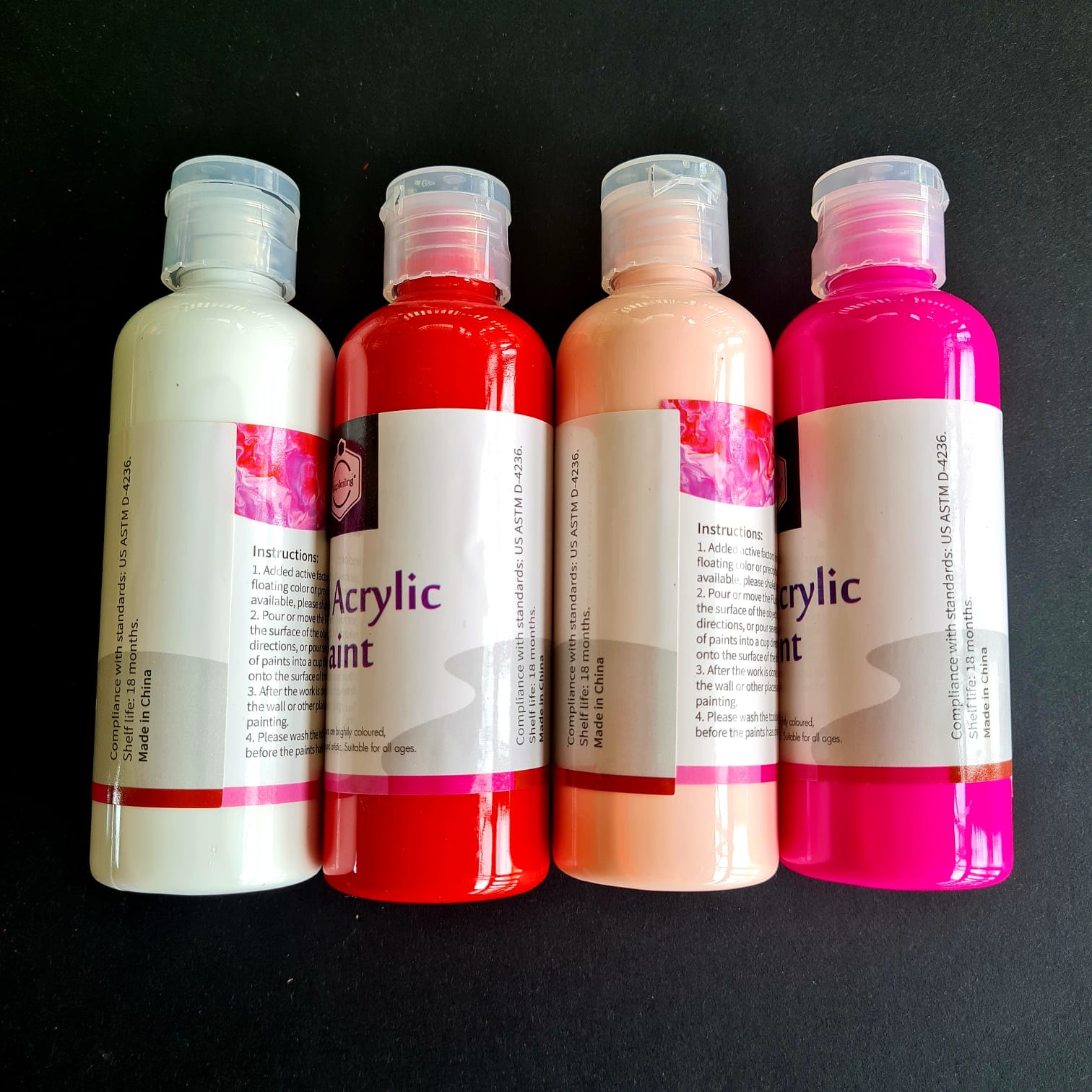 Fluid Art Acylic Colours Pink