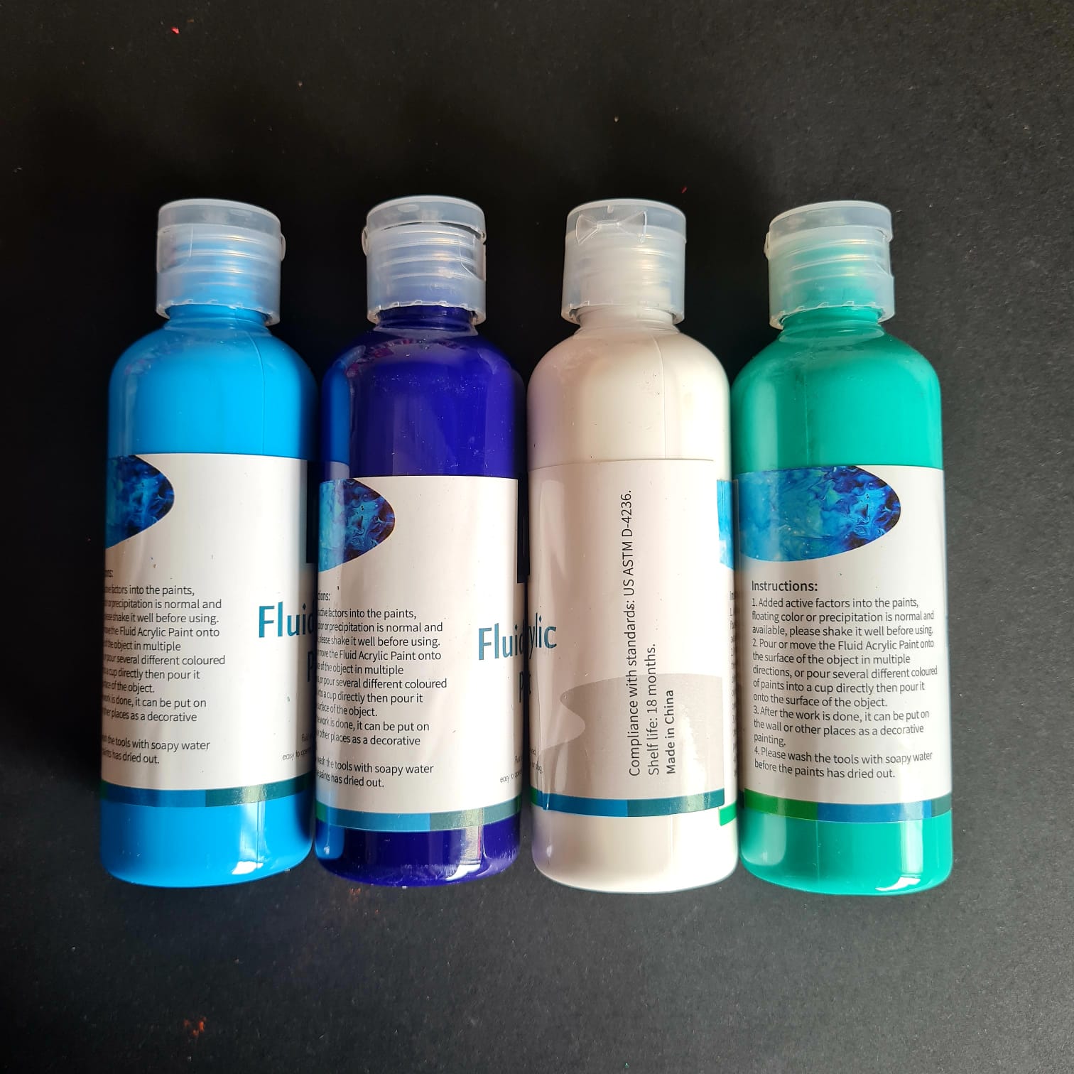 Fluid Art Acylic Colours-aqua