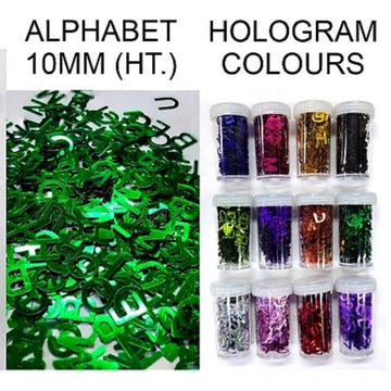 HOLOGRAPHIC ALPHABETS  GLITTER SET OF 12