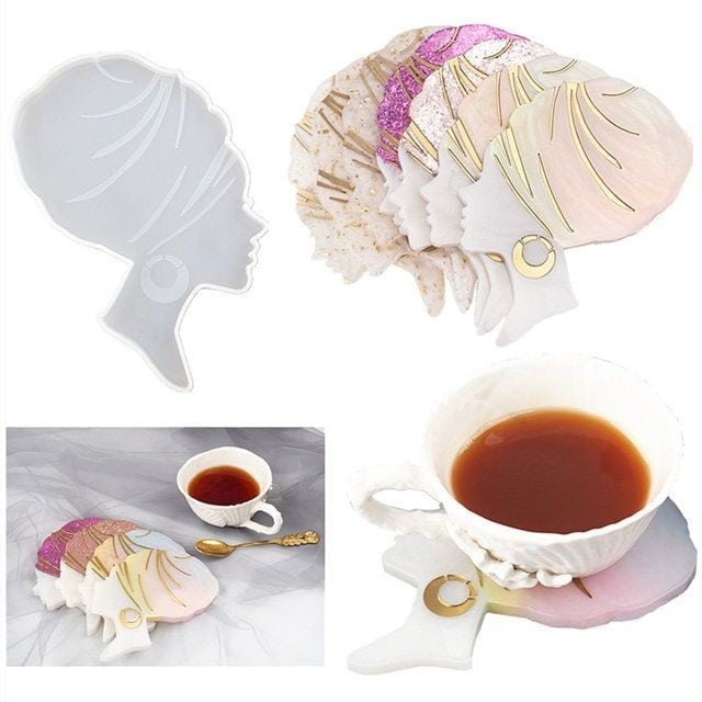 Afro woman coaster mould