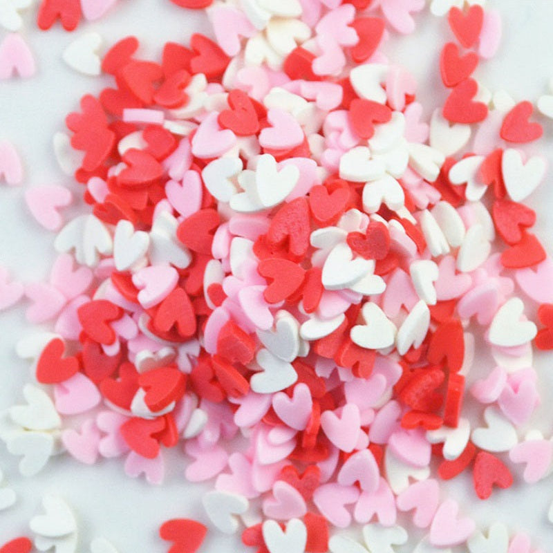 Polymer Shaker Fillers Pink Hearts