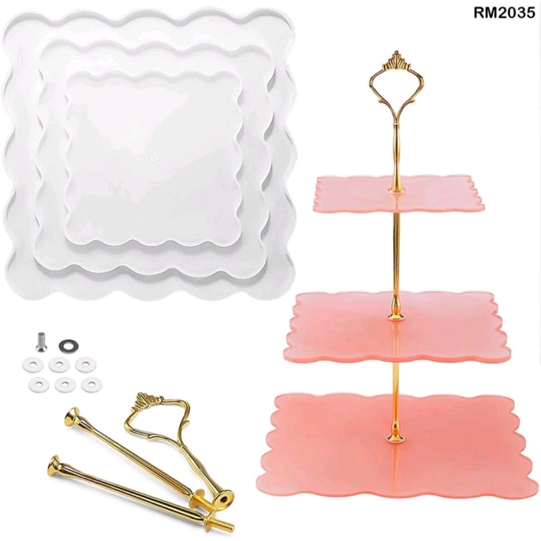 3 Tier Cup Cake Stand Mould Square with Fittings