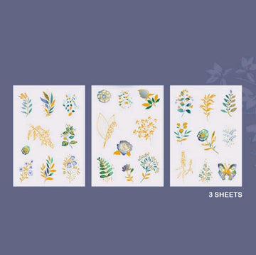 Transparent Stickers Gold Florals Set of 3 Sheets-8