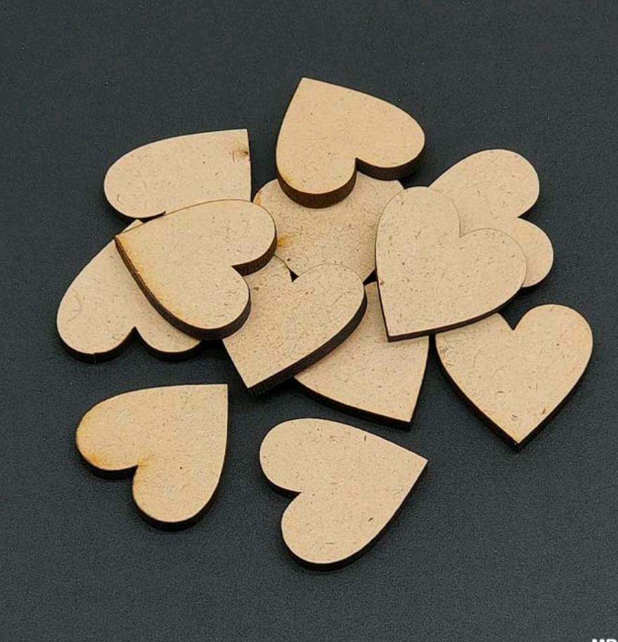 MDF Small Hearts- 10 Pcs