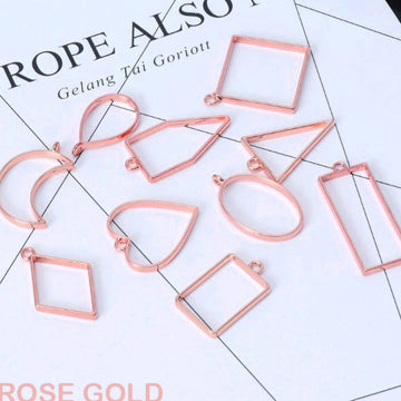 Rose Gold Gold Hollow Bezels set of 10