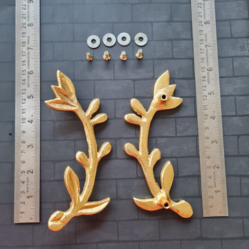 Brass Tray Handle 5 - stem & leaf