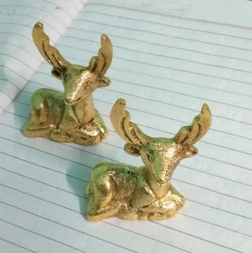 Brass Tray Handle Sitting Deer- Set of 2
