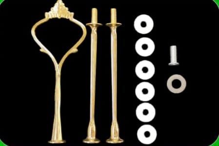 3 Tier cake stand fittings Crown design - golden
