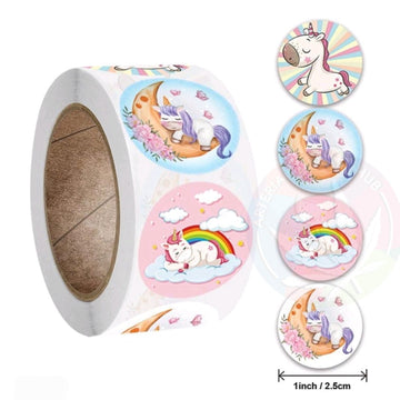 Round Kids Sticker Unicorns2