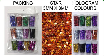 HOLOGRAPHIC STARS GLITTER SET OF 12