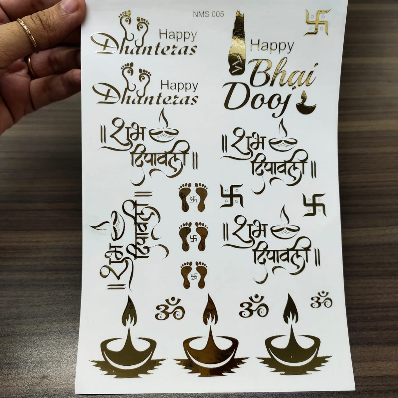 Faux Metal Stickers- Non Peel- Diwali Mix