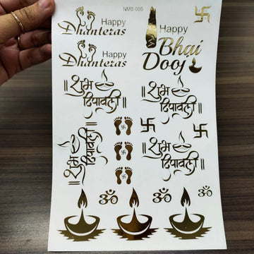 Faux Metal Stickers- Non Peel- Diwali Mix