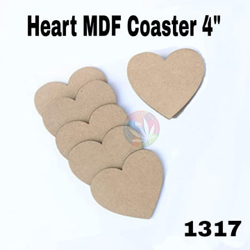 Heart Mdf Coaster- 4 Inch- Set of 2