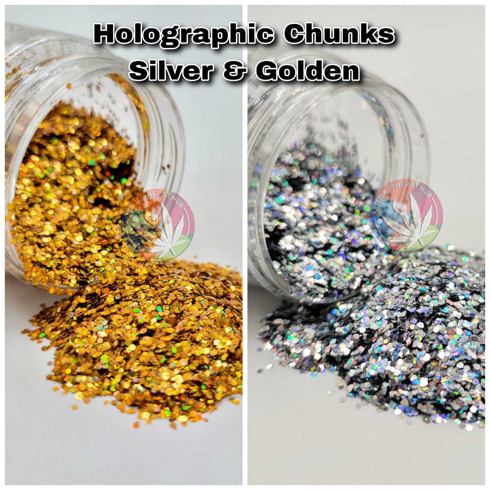 Holographic Chunks Silver & Golden