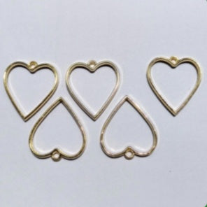 Golden Hollow Bezels Heart- Set of 10
