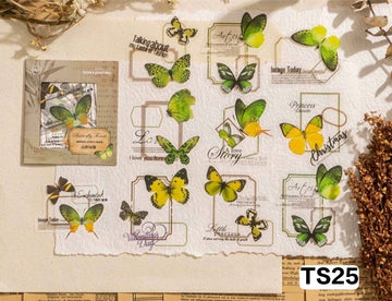 Transparent Sticker Cutouts-Butterfly Forest- Green