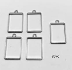 Silver Hollow Bezels Rectangle- Set of 10