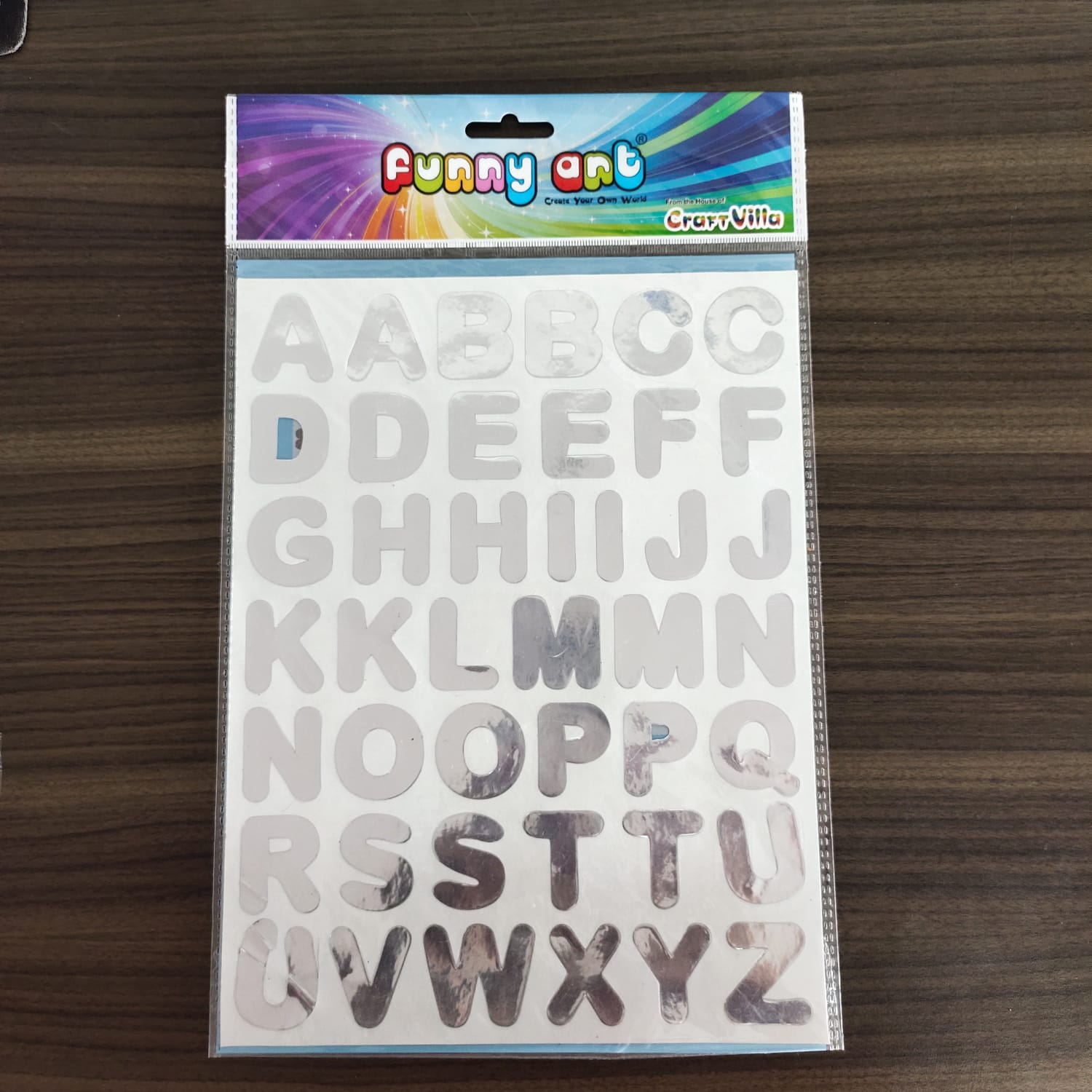Alphabet Stickers Silver Metallic Colour- Large