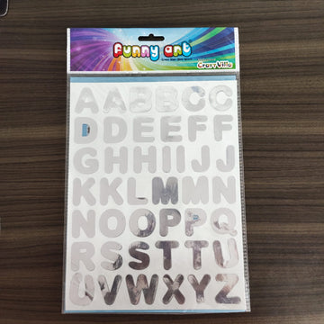 Alphabet Stickers Silver Metallic Colour- Large