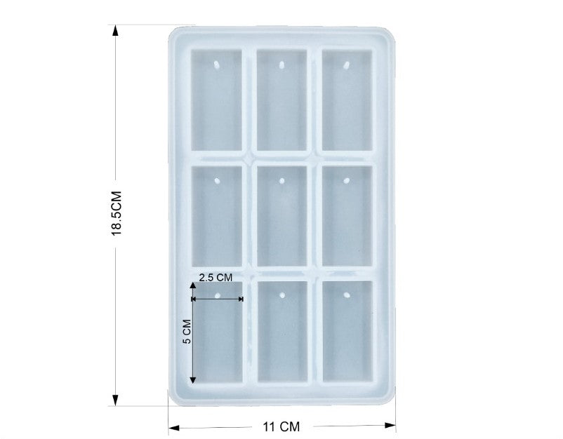 9 cavity rectangle keychain & pendant mould
