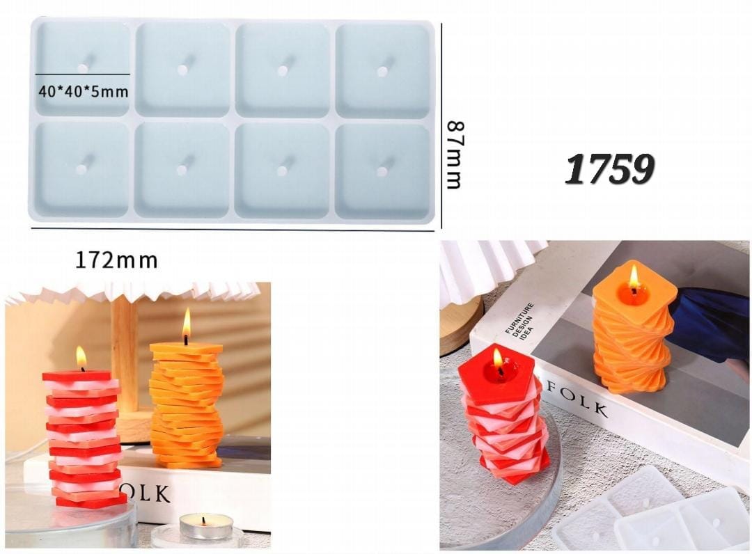 Building block shape candle mould - square