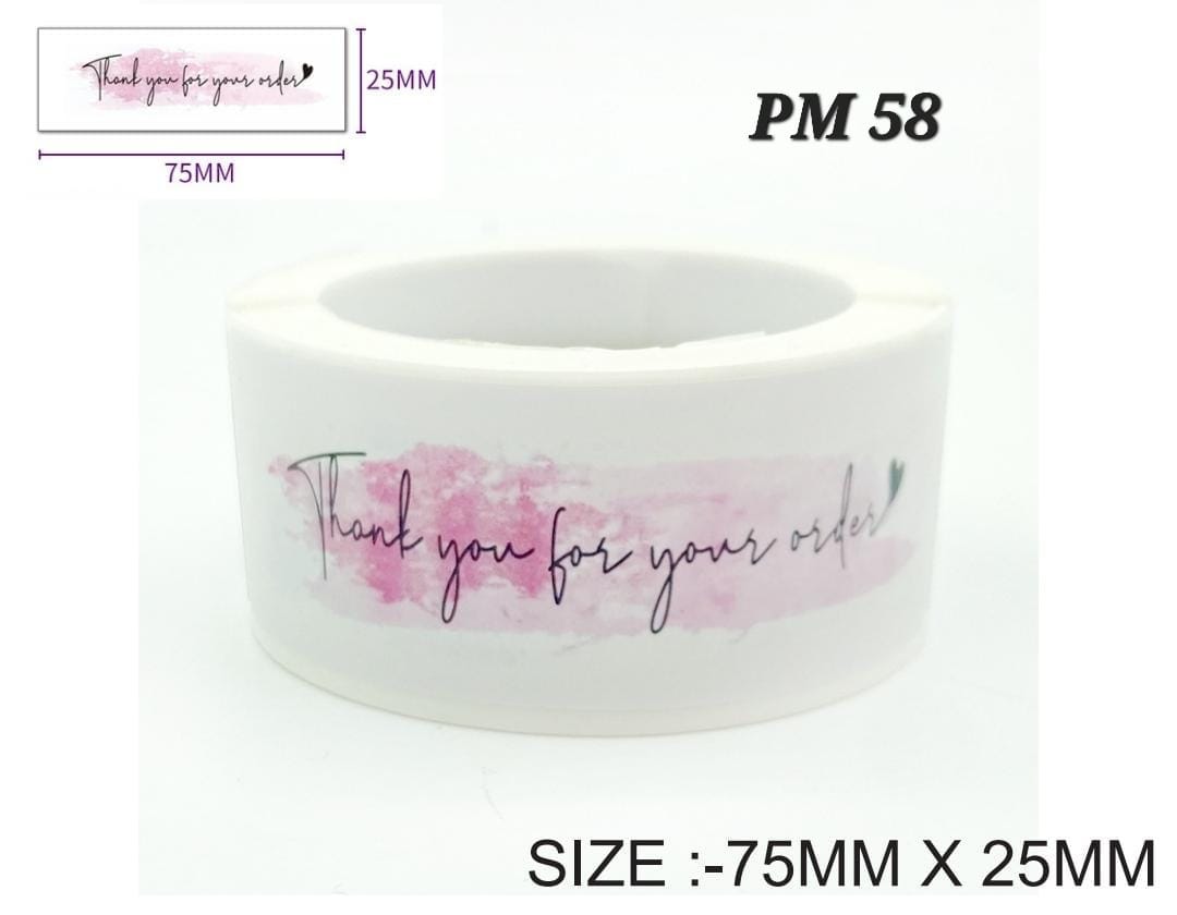 Rectangle Thank You Sticker - Pink