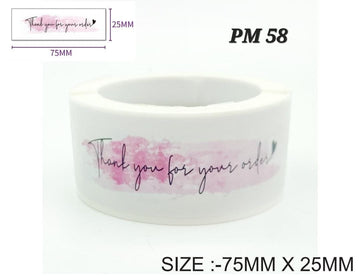 Rectangle Thank You Sticker - Pink