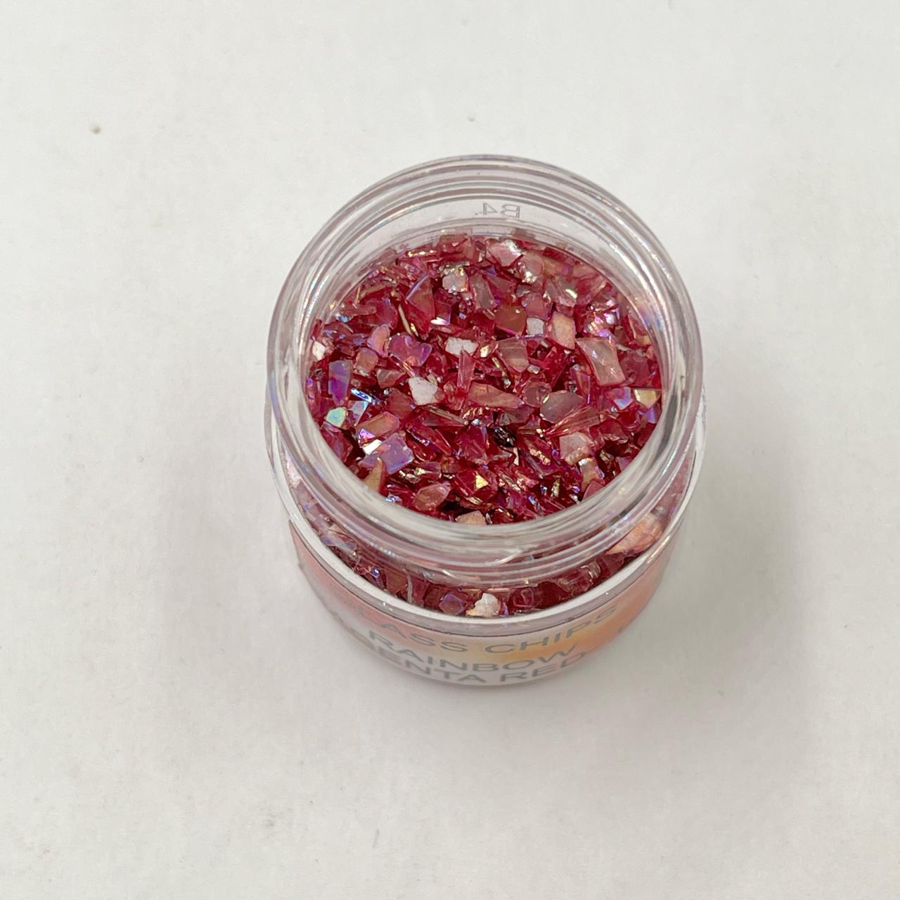Rainbow glass chips - Magenta Red