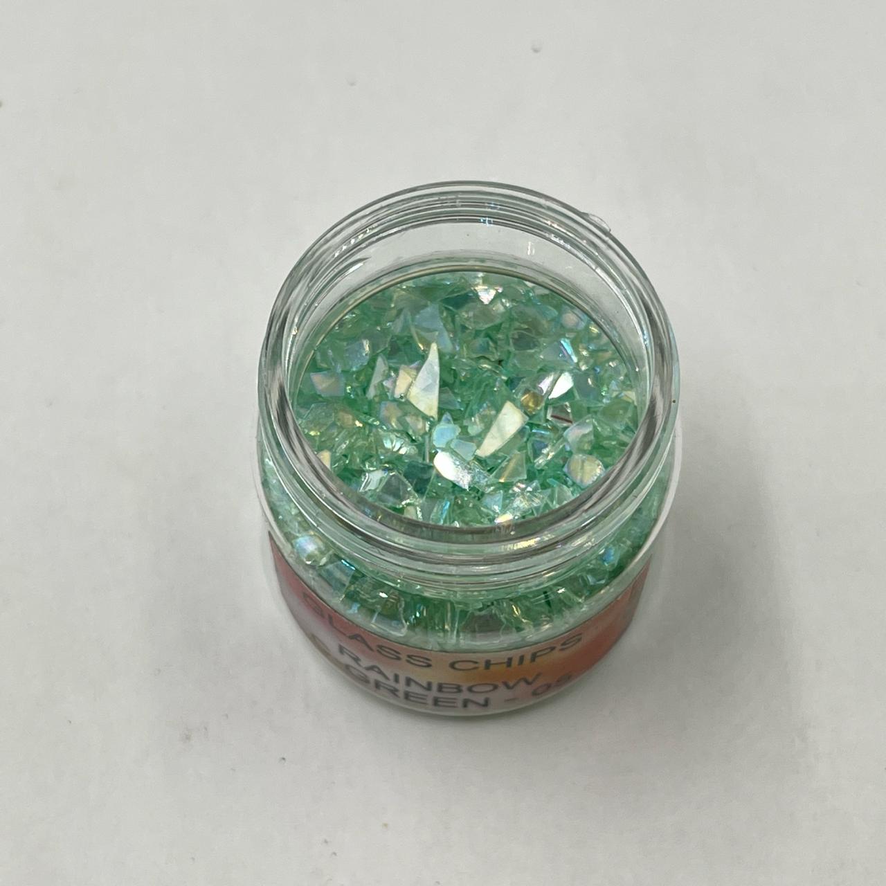 Rainbow glass chips - C Green