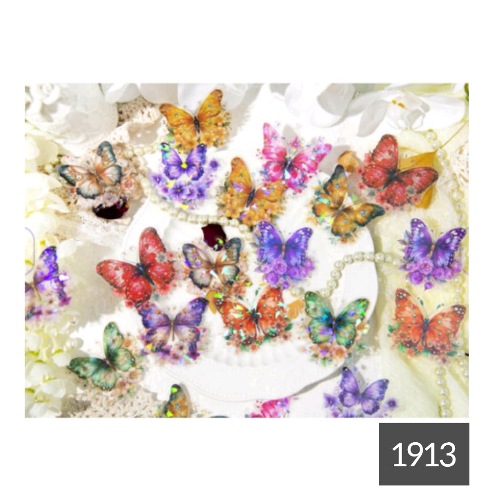 Vintage Butterflies Sticker - 20 pc