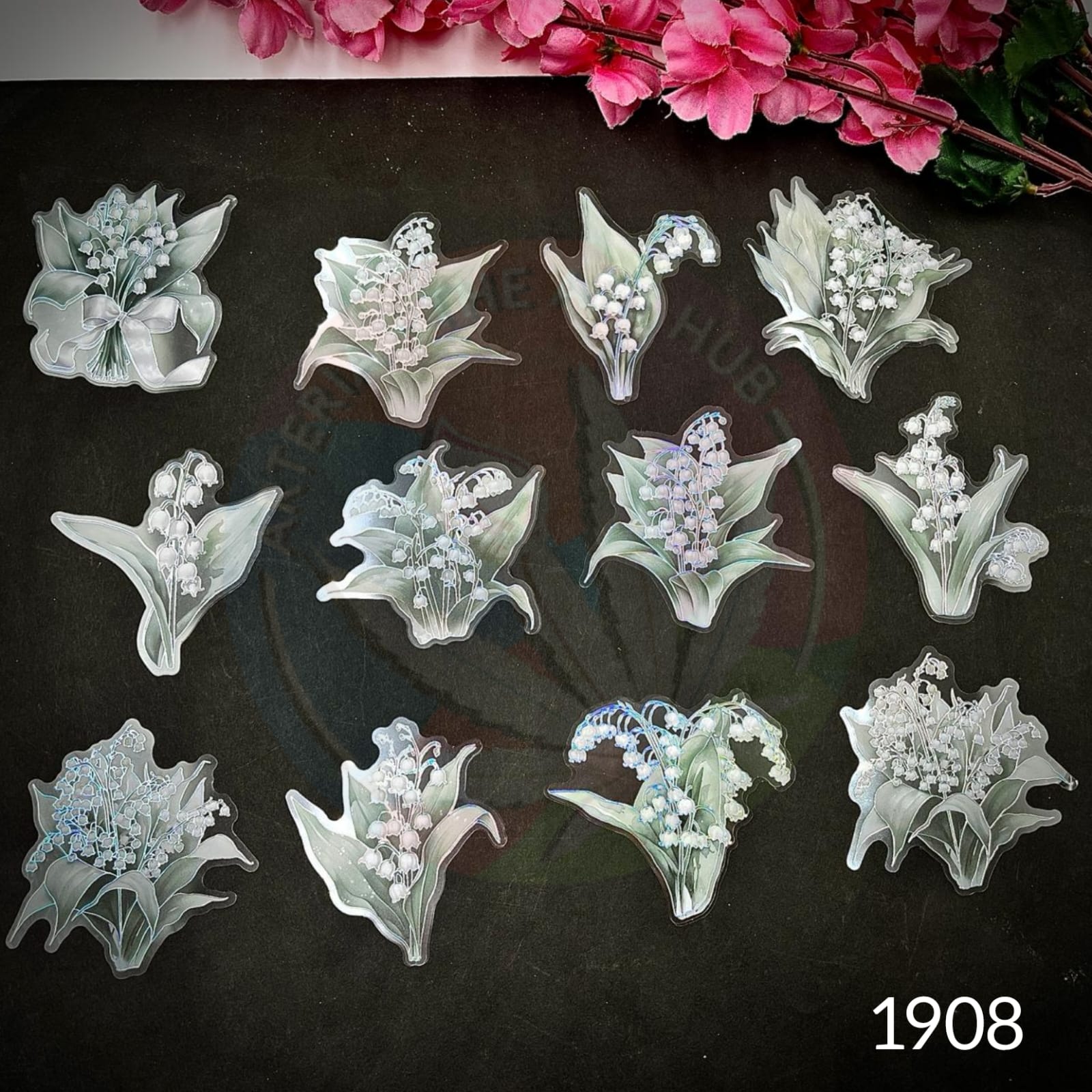 Bronzing Flower Stickers - Green Lilly