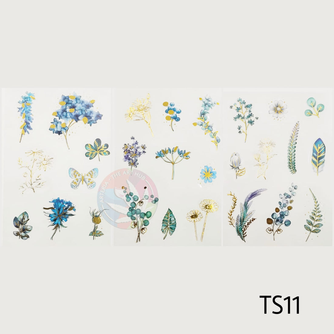 Transparent Stickers Gold Florals Set of 3 Sheets-1