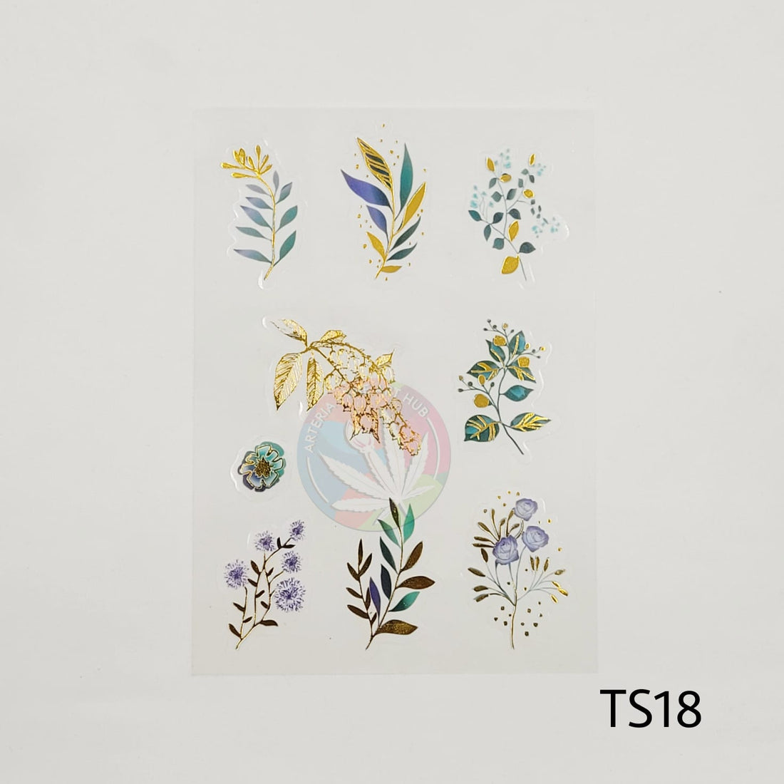 Transparent Stickers Gold Florals Set of 3 Sheets-8