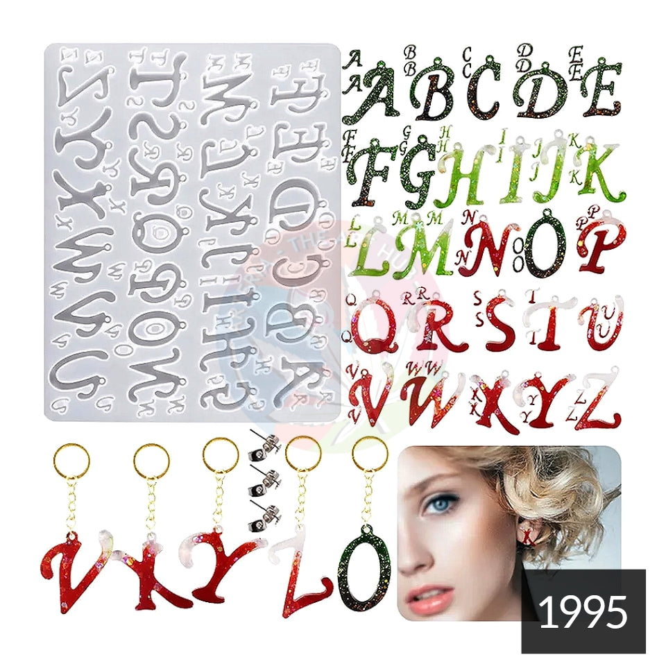 Calligraphy Font Alphabets & Letter Charms Mould With Holes