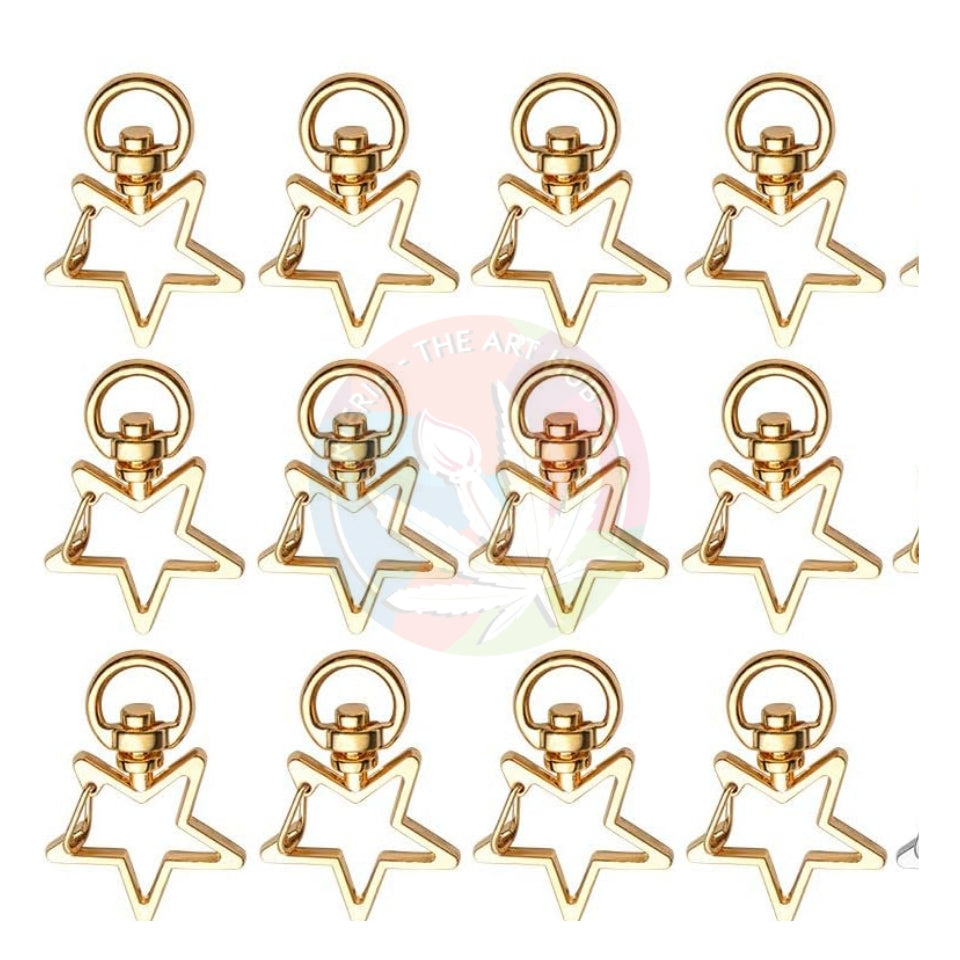 Designer Lobster Rings 10 Pcs Golden - Stars