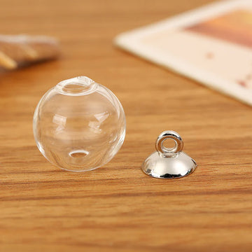 Big Glass Globe Charm With Golden Cap (10 pcs)