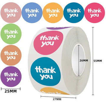 Round Thank You Sticker- Candy Colours 4