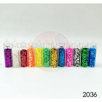 12 in 1 Glitter Chunks message bottle set
