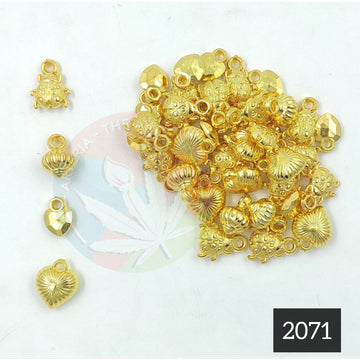 Golden Charm Beads- Mix ladybug, ball & heart