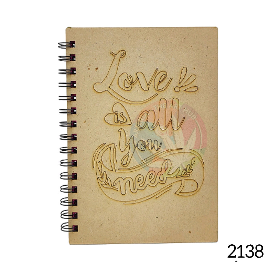 A5 MDF Spiral Notebook - Light Pink Love