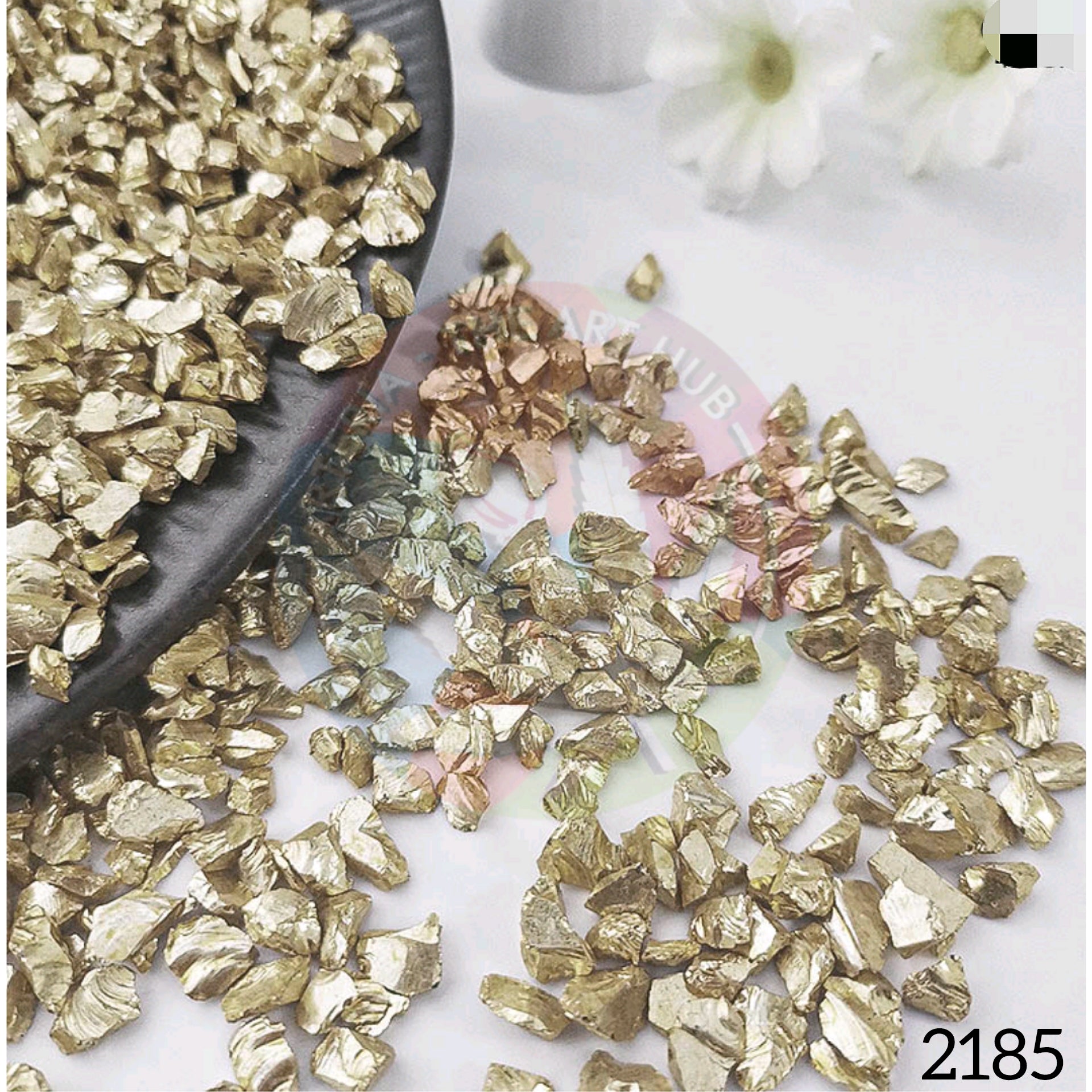 Glass Granules Medium - Light White Gold