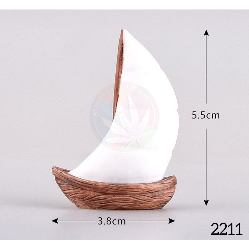 White Ship Miniature Miniature- 2 Pcs